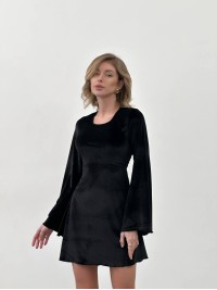 Коротка оксамитова сукня з корсетом чорного кольору 30001