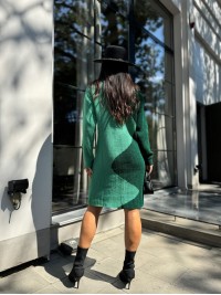 В'язана сукня до колін зеленого кольору 30069