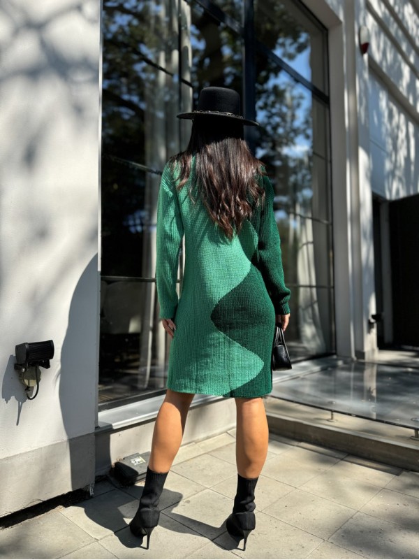 В'язана сукня до колін зеленого кольору 30069