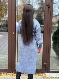 Тепла сукня з поясом сiрого кольору 30084