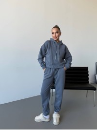 Жіночий спортивний костюм на флісі сірого кольору 30107
