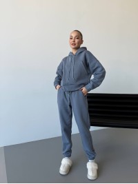 Жіночий спортивний костюм на флісі сірого кольору 30107