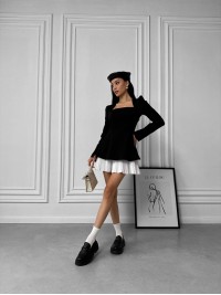 Комбінована сукня міні чорного кольору 30132