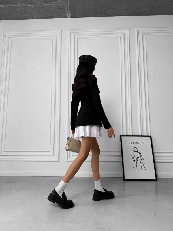 Комбінована сукня міні чорного кольору 30132