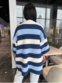 Жіночий в'язаний кардиган синього кольору 30136