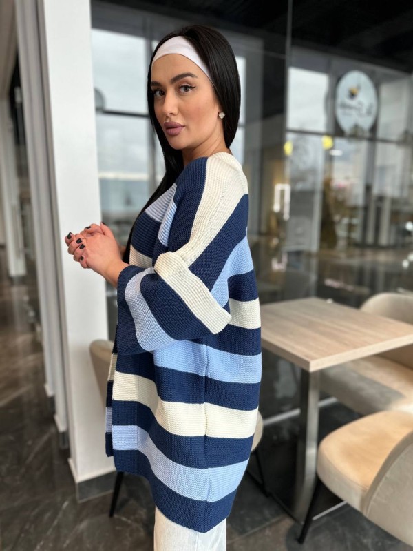 Жіночий в'язаний кардиган синього кольору 30136