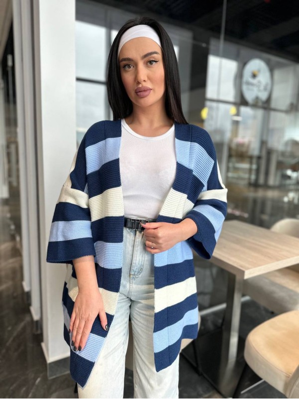 Жіночий в'язаний кардиган синього кольору 30136