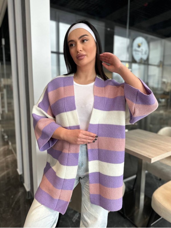 Жіночий в'язаний кардиган бузкового кольору 30137