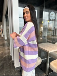 Жіночий в'язаний кардиган бузкового кольору 30137