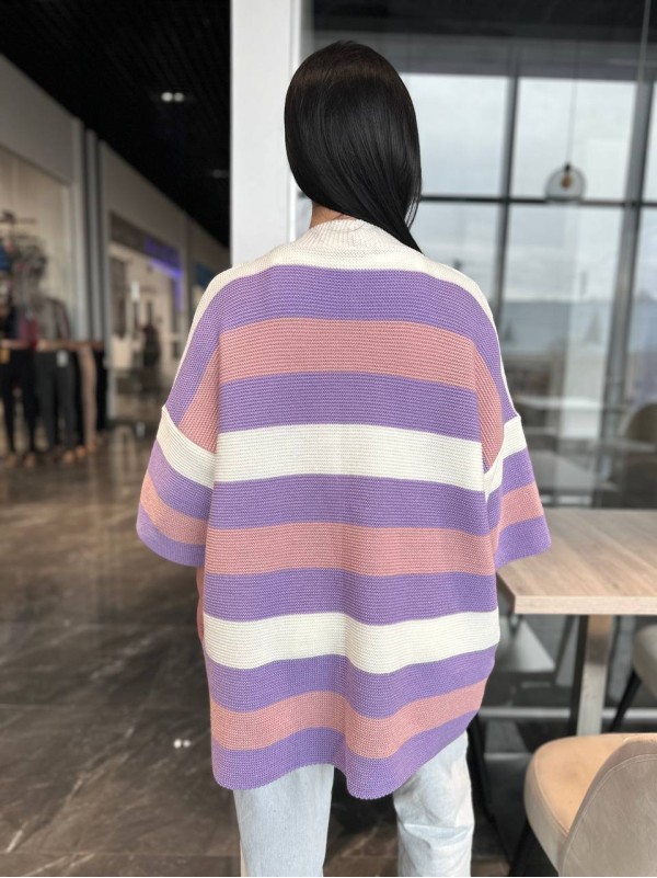 Жіночий в'язаний кардиган бузкового кольору 30137