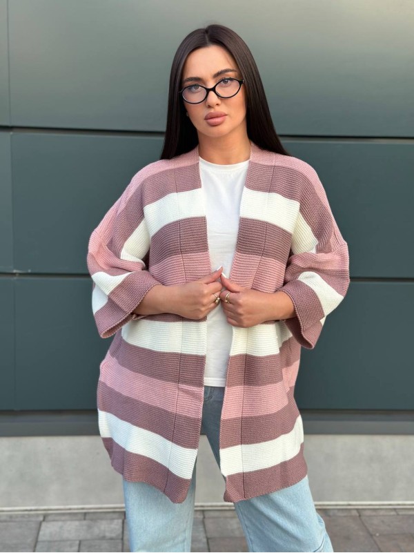 Жіночий в'язаний кардиган пудрового кольору 30138