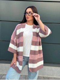 Жіночий в'язаний кардиган пудрового кольору 30138