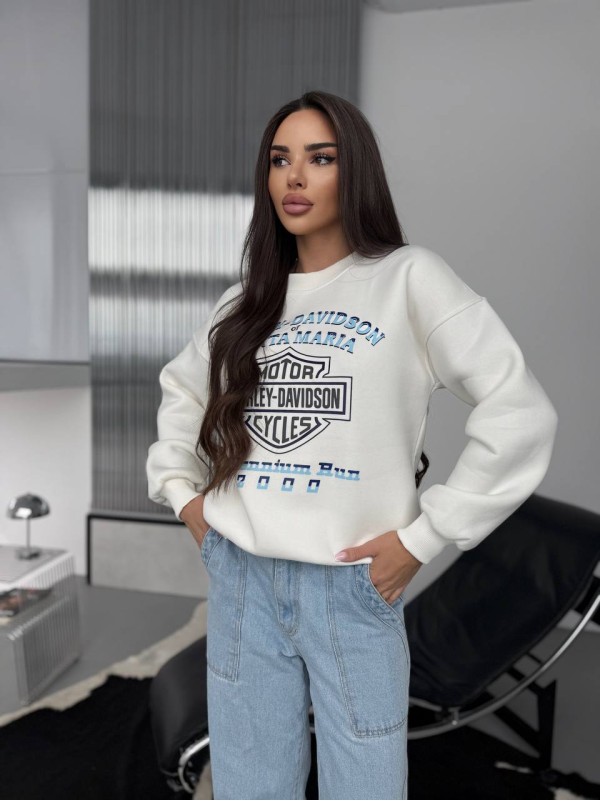 Жіночий теплий світшот молочного кольору 30139