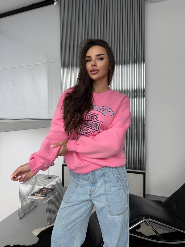 Жіночий теплий світшот рожевого кольору 30142