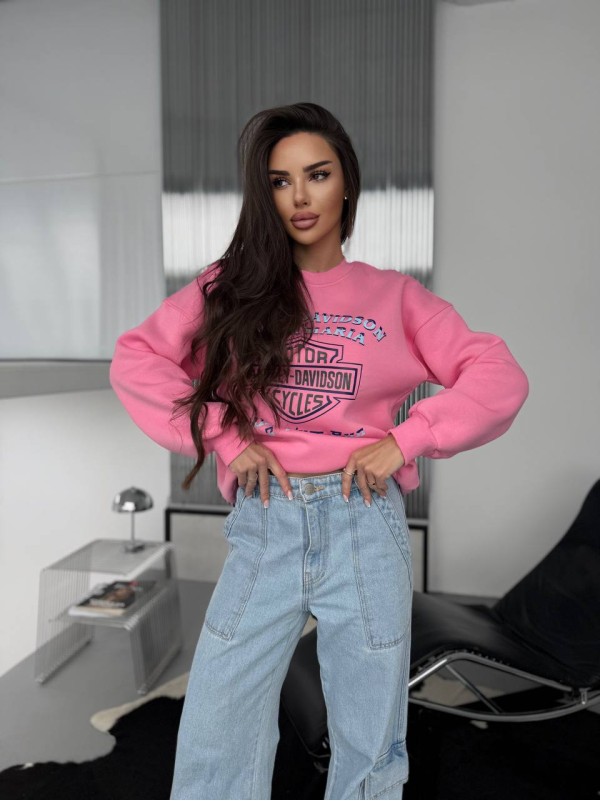 Жіночий теплий світшот рожевого кольору 30142