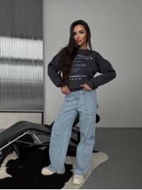 Жіночий теплий світшот графiтового кольору 30143