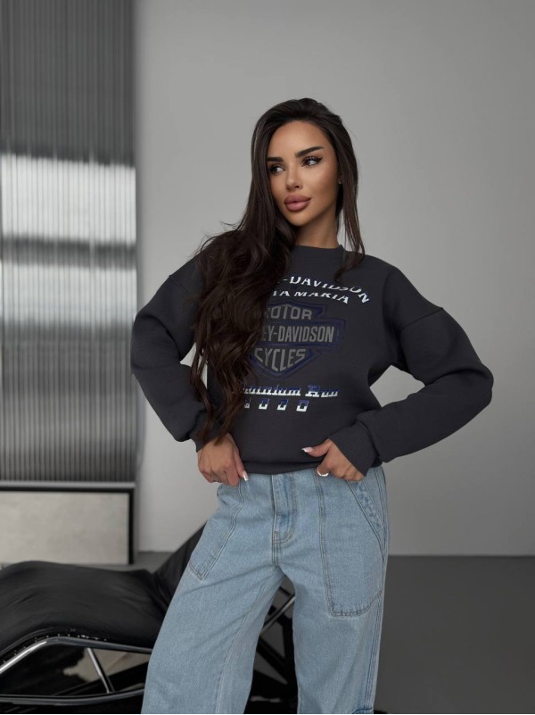 Жіночий теплий світшот графiтового кольору 30143