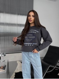 Жіночий теплий світшот графiтового кольору 30143