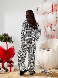 Жіночий шовковий домашній комплект молочного кольору 30159