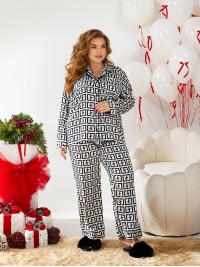 Жіночий шовковий домашній комплект молочного кольору 30165