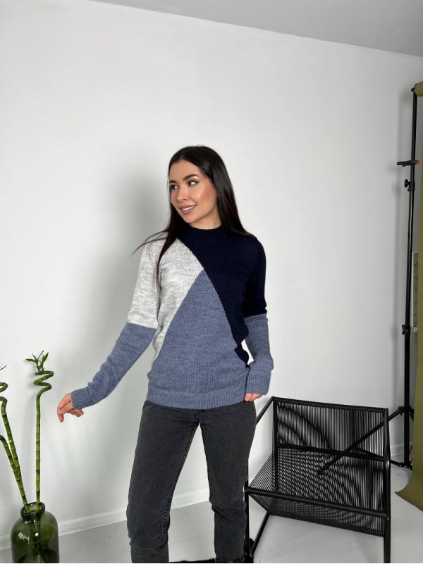 Жіночий вовняний светр синього кольору 30173