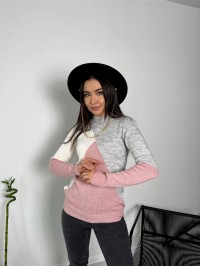 Жіночий вовняний светр розово-сірого кольору 30174