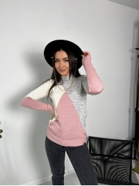 Жіночий вовняний светр розово-сірого кольору 30174