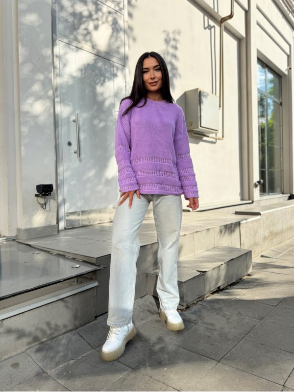 Жіночий базовий светр бузкового кольору 30180