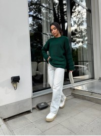 Жіночий базовий светр смарагдового кольору 30183