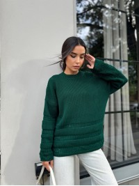 Жіночий базовий светр смарагдового кольору 30183