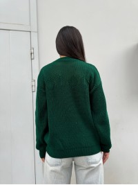 Класичний жіночий светр смарагдового кольору 30184