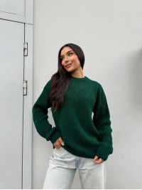 Класичний жіночий светр смарагдового кольору 30184