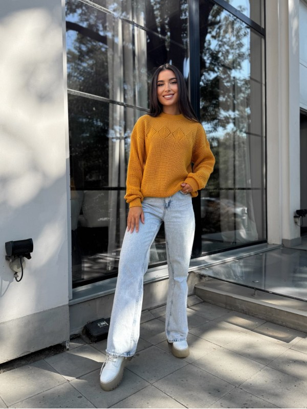 Класичний жіночий светр помаранчевого кольору 30188