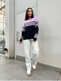 Жіночий універсальний светр синьо-бузкового кольору 30190