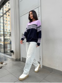 Жіночий універсальний светр синьо-бузкового кольору 30190