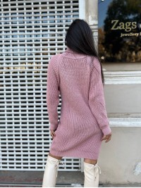 В'язана сукня зі стійкою пудрового кольору 30203