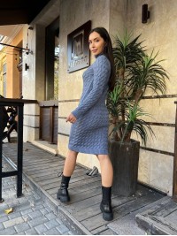 В'язана сукня з горловиною сiрого кольору 30210