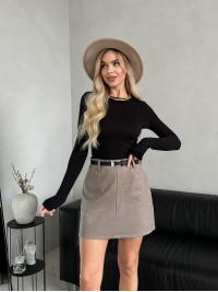 Жіноча тепла спідниця бежевого кольору 30224