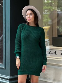 В'язана сукня міні смарагдового кольору 30232