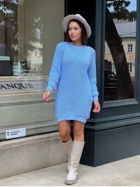 В'язана сукня міні блакитного кольору 30233