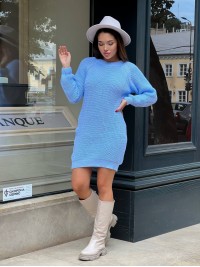 В'язана сукня міні блакитного кольору 30233