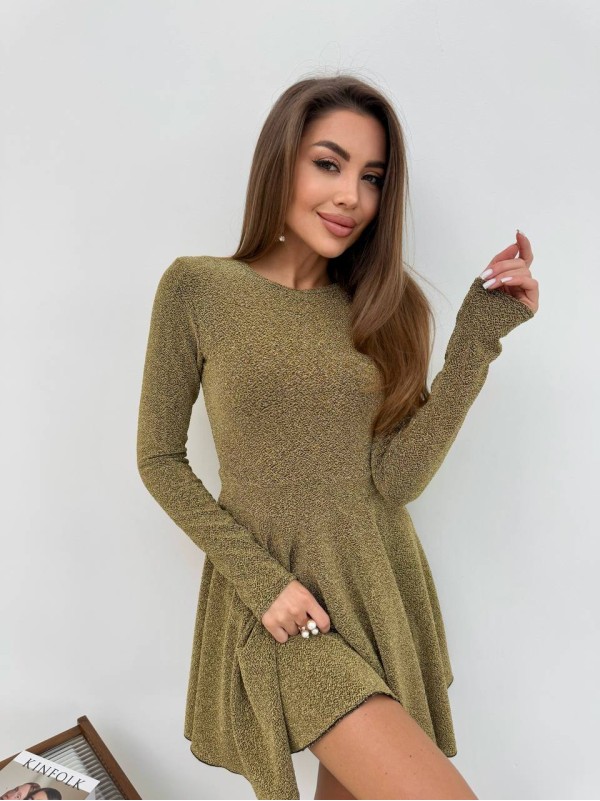 Вечірня сукня клеш золотого кольору 30240