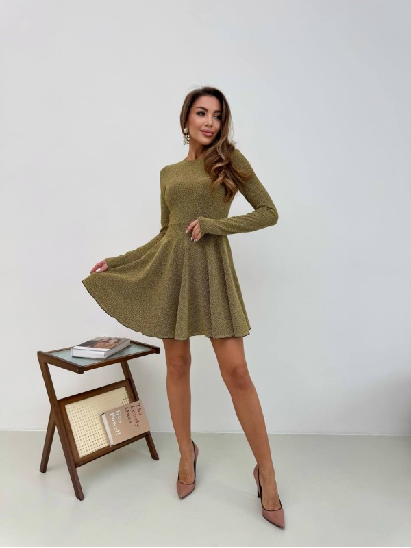 Вечірня сукня клеш золотого кольору 30240