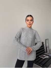 Жіночий теплий светр без шва сiрого кольору 30258