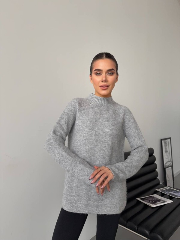 Жіночий теплий светр без шва сiрого кольору 30258