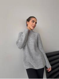 Жіночий теплий светр без шва сiрого кольору 30258