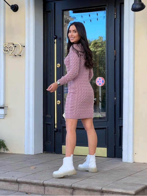 В'язана сукня пудрового кольору 30288