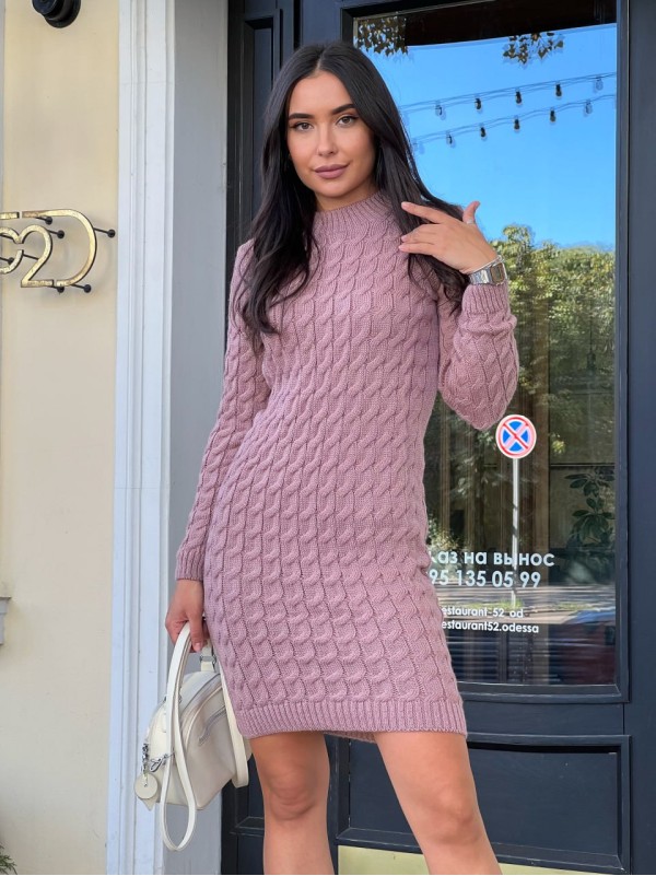 В'язана сукня пудрового кольору 30288