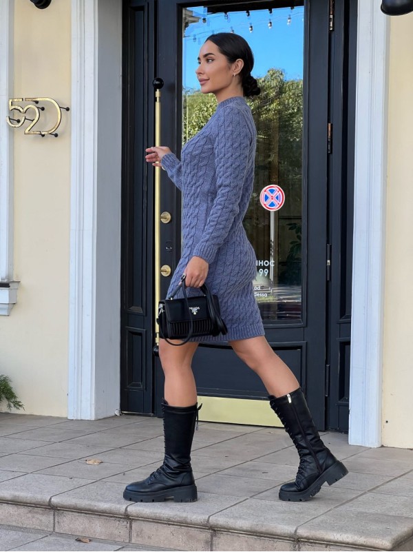 В'язана сукня синього кольору 30289