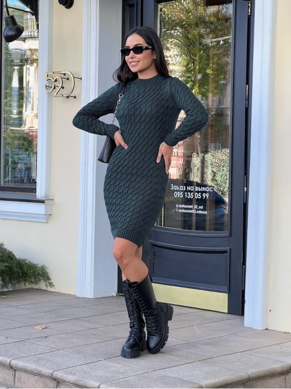 В'язана сукня зеленого кольору 30290